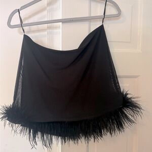Amanda Uprichard size M black feather skirt, new with tags